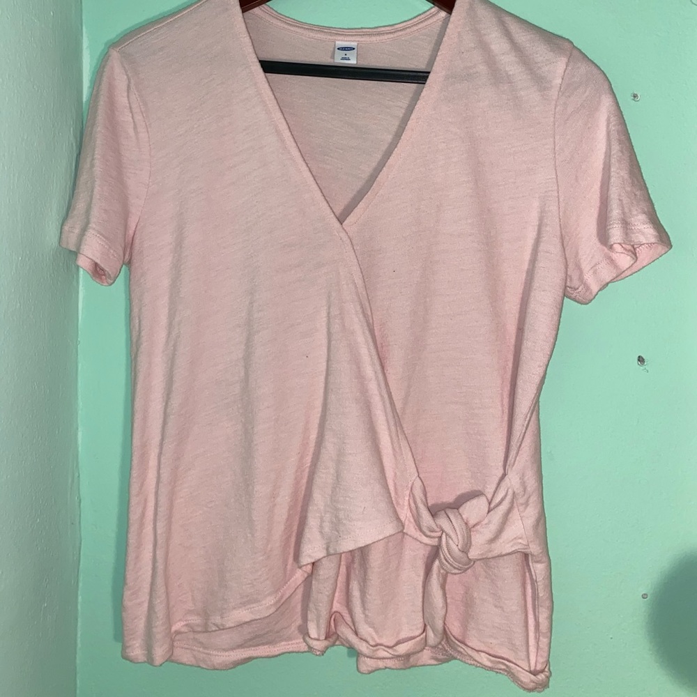 Pink tie up blouse
